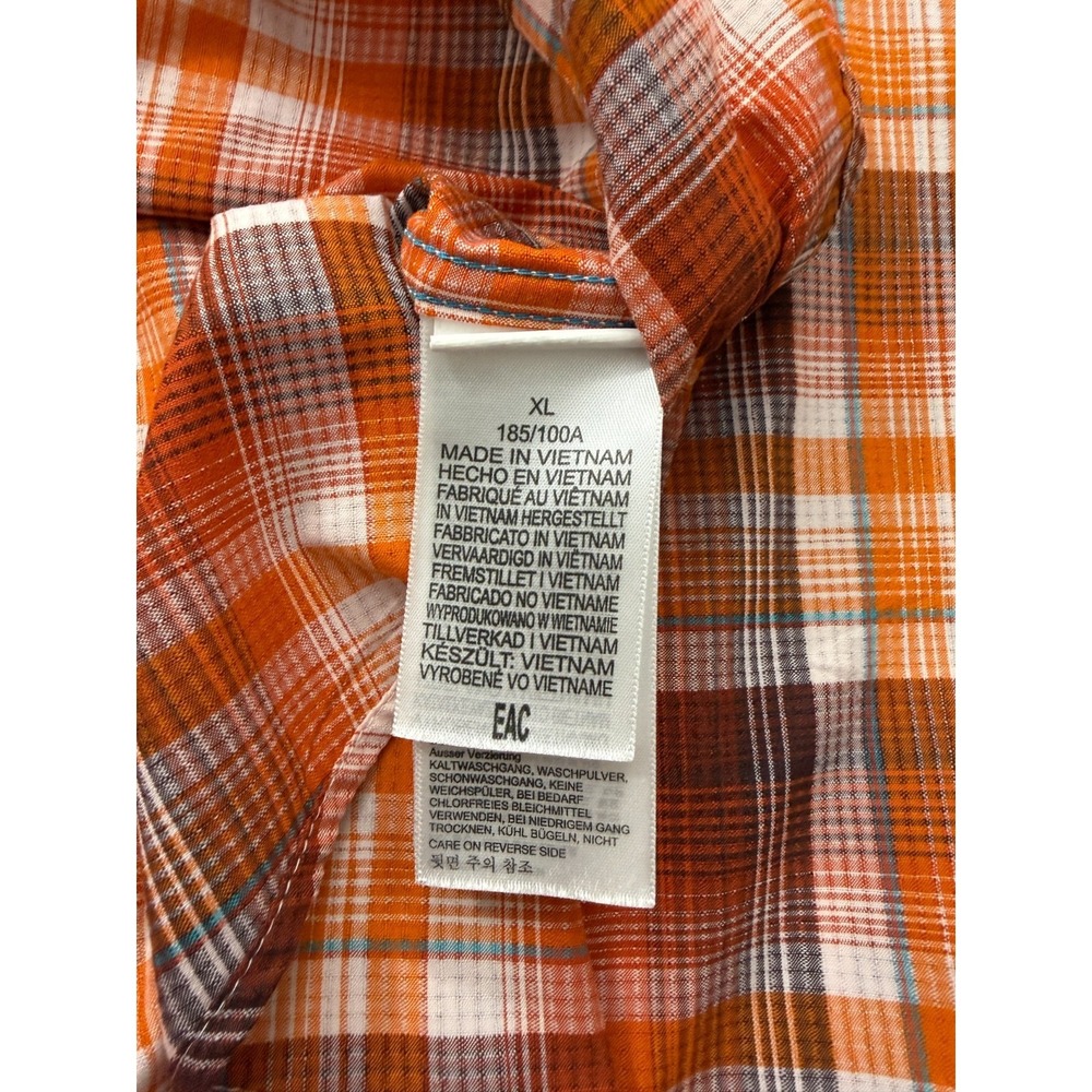 Marmot Button Down Shirt Mens XL Orange Plaid Short Sleeve Hiking Outdoor Casual - Picture 9 of 10